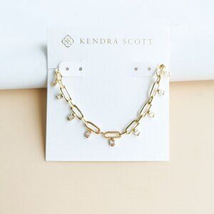 NEW Kendra Scott Lindy Gold White CZ Crystal Chain Necklace